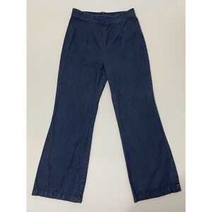 Free‎ People Flare Jeans Pull On High Rise Back Zip Denim Blue Size 4